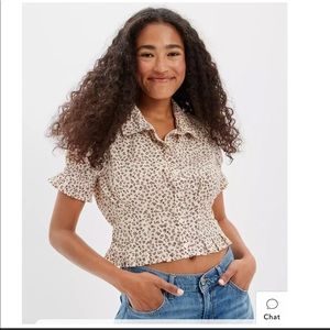 NWT AE Short-Sleeve Button-Up Shirt
